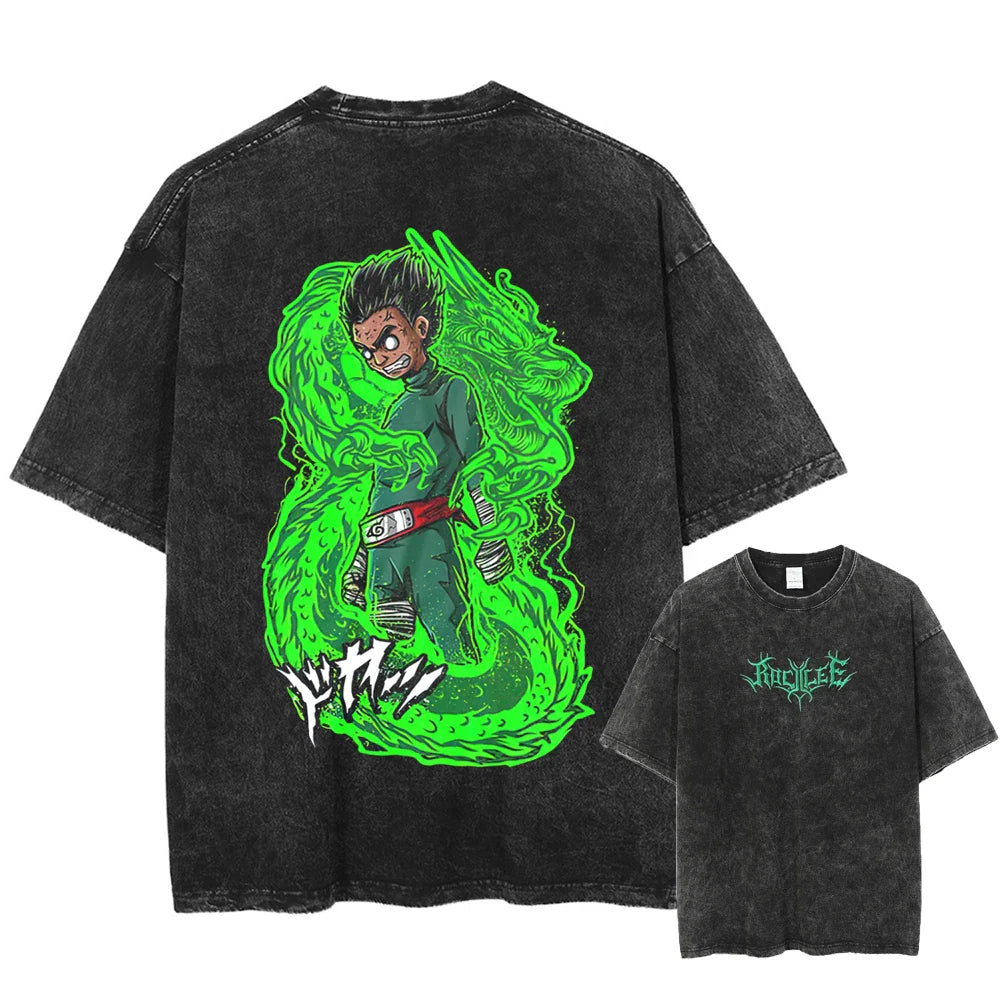 Rock Lee Oversized Vintage T-shirt V1 - Keycap Universes