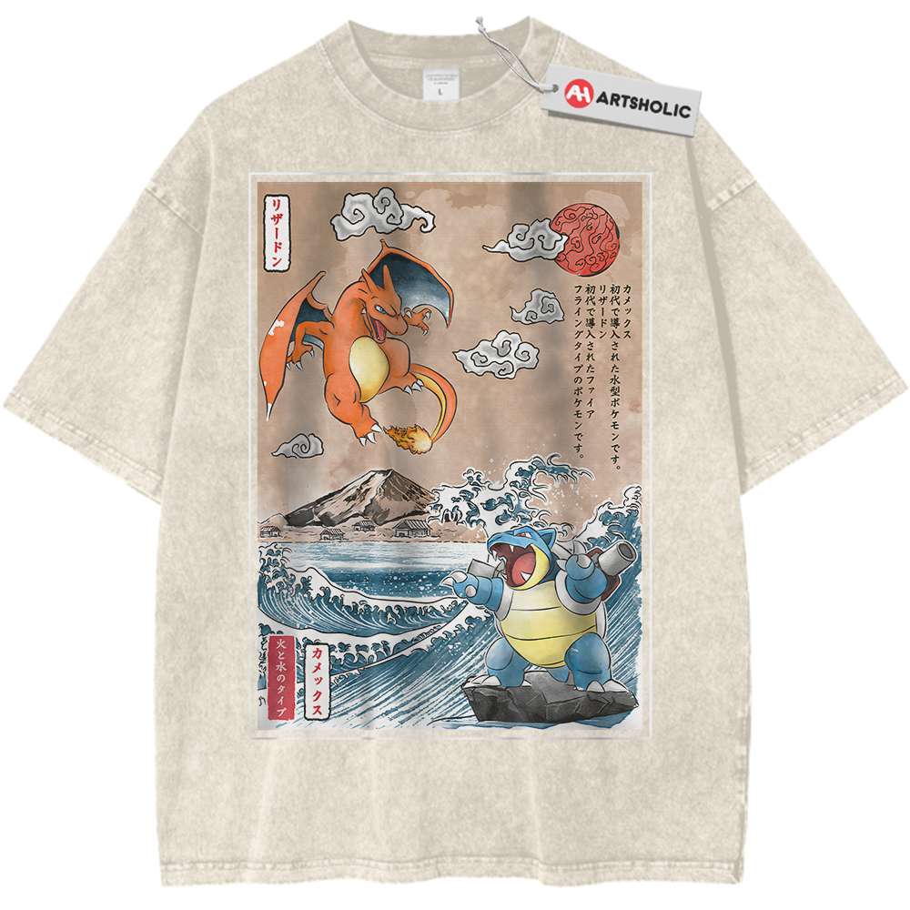 Charizard vs Blastoise Shirt, Pokemon Shirt, Anime Shirt, Vintage T-Shirt - Keycap Universes