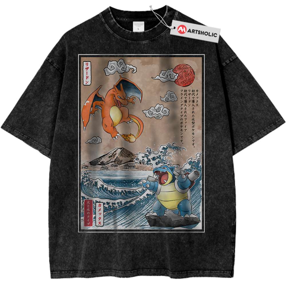 Charizard vs Blastoise Shirt, Pokemon Shirt, Anime Shirt, Vintage T-Shirt - Keycap Universes