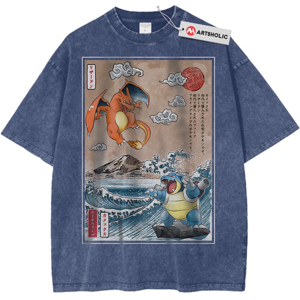 Charizard vs Blastoise Shirt, Pokemon Shirt, Anime Shirt, Vintage T-Shirt - Keycap Universes
