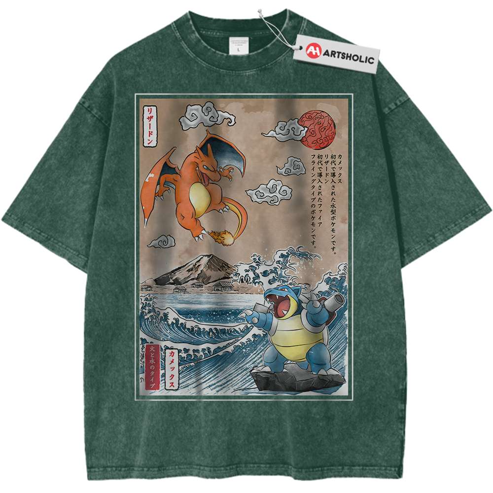 Charizard vs Blastoise Shirt, Pokemon Shirt, Anime Shirt, Vintage T-Shirt - Keycap Universes