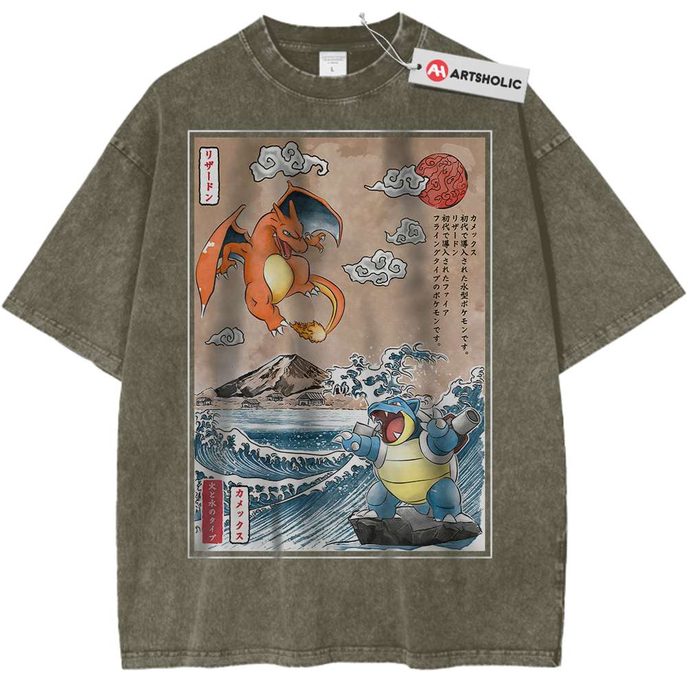 Charizard vs Blastoise Shirt, Pokemon Shirt, Anime Shirt, Vintage T-Shirt - Keycap Universes
