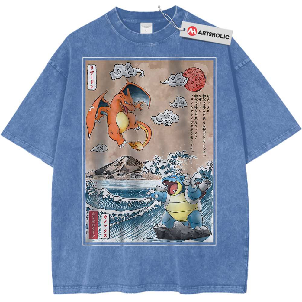 Charizard vs Blastoise Shirt, Pokemon Shirt, Anime Shirt, Vintage T-Shirt - Keycap Universes