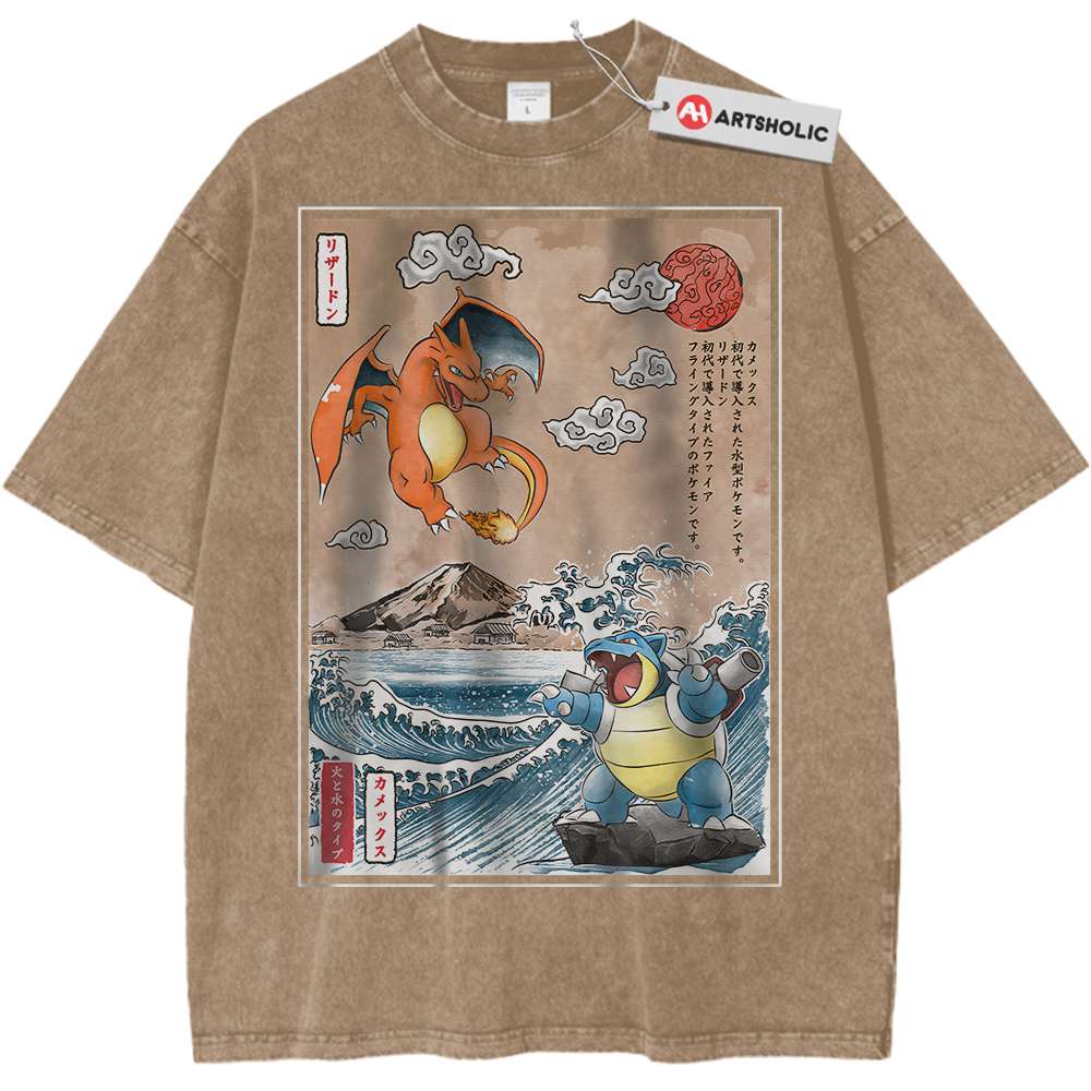 Charizard vs Blastoise Shirt, Pokemon Shirt, Anime Shirt, Vintage T-Shirt - Keycap Universes