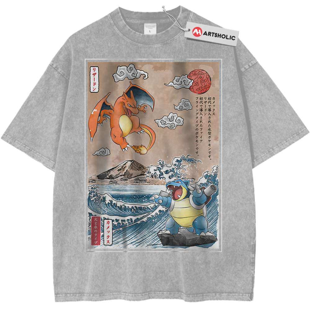 Charizard vs Blastoise Shirt, Pokemon Shirt, Anime Shirt, Vintage T-Shirt - Keycap Universes