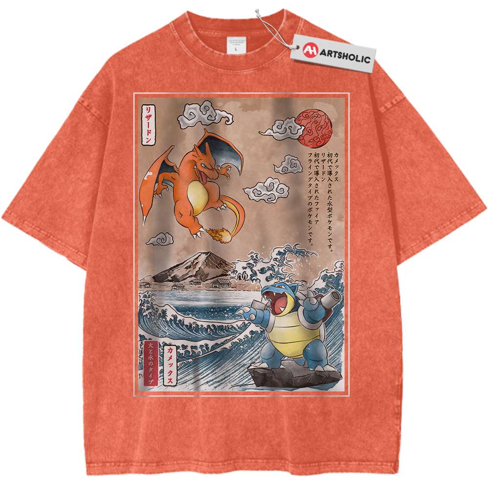 Charizard vs Blastoise Shirt, Pokemon Shirt, Anime Shirt, Vintage T-Shirt - Keycap Universes