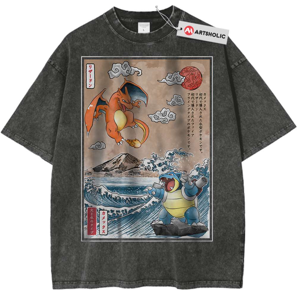 Charizard vs Blastoise Shirt, Pokemon Shirt, Anime Shirt, Vintage T-Shirt - Keycap Universes