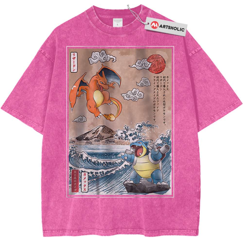 Charizard vs Blastoise Shirt, Pokemon Shirt, Anime Shirt, Vintage T-Shirt - Keycap Universes
