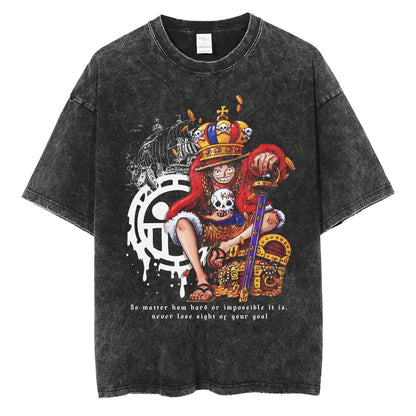 Monkey D Luffy Oversized Vintage T-shirt V3 - Keycap Universes