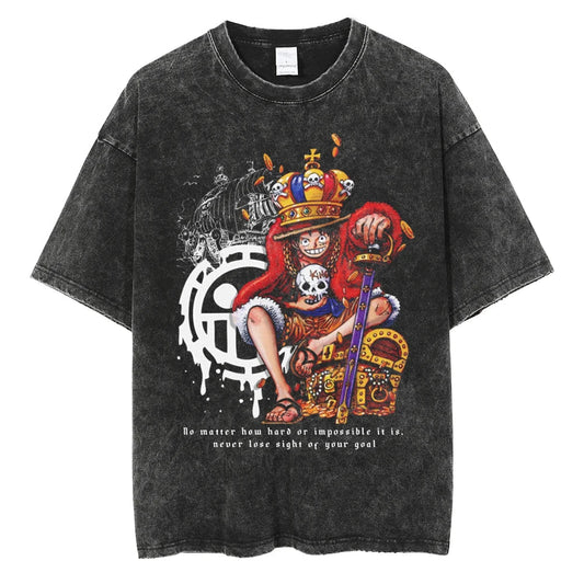 Monkey D Luffy Oversized Vintage T-shirt V3 - Keycap Universes
