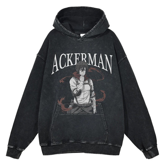 Mikasa Ackerman Vintage Hoodie V1