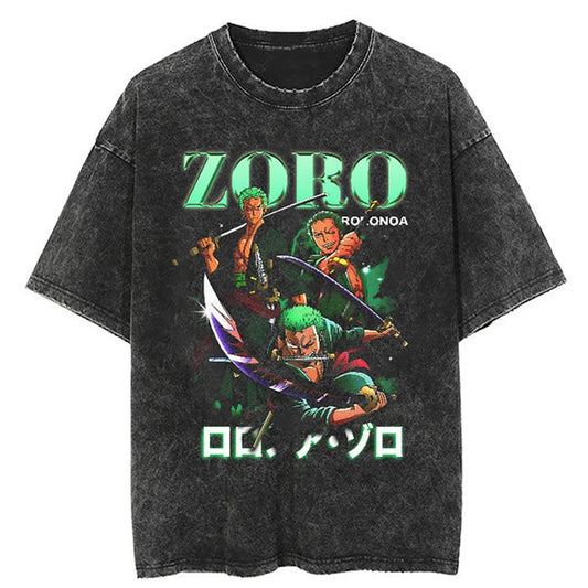 Zoro Oversized Vintage T-shirt V9 - Keycap Universes