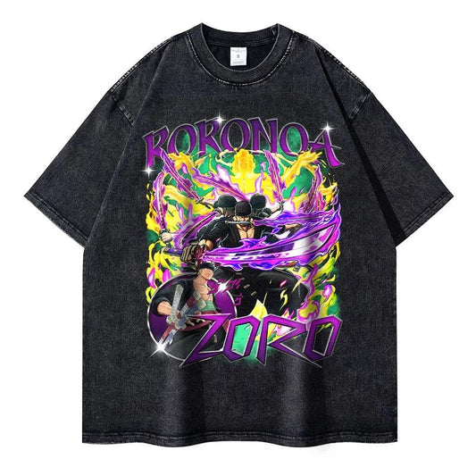 Zoro Oversized Vintage T-shirt V4 - Keycap Universes
