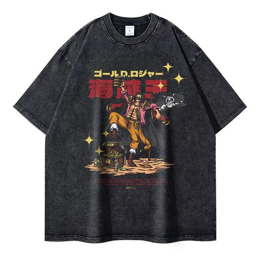 Gold D. Roger Oversized Vintage T-shirt V1 - Keycap Universes