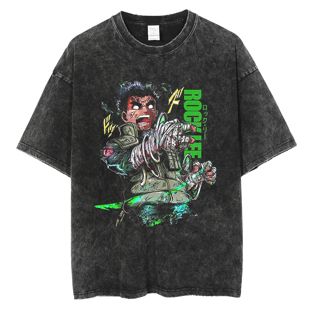 Rock Lee Oversized Vintage T-shirt V2 - Keycap Universes