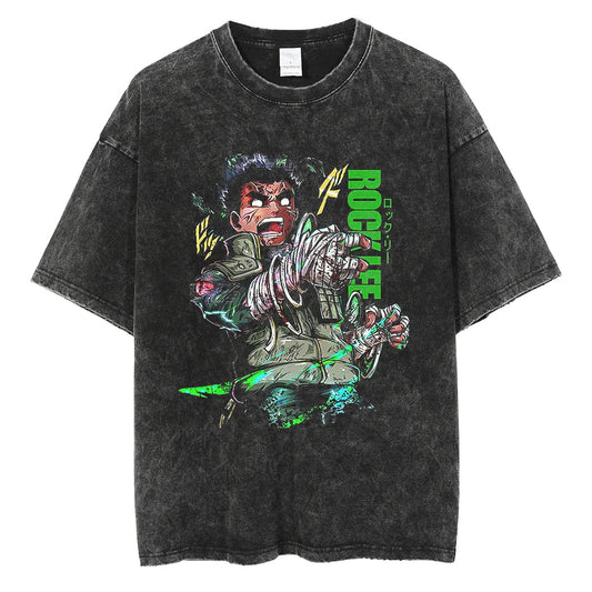 Rock Lee Oversized Vintage T-shirt V2 - Keycap Universes