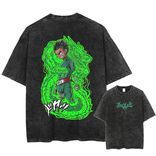 Rock Lee Oversized Vintage T-shirt V1 - Keycap Universes