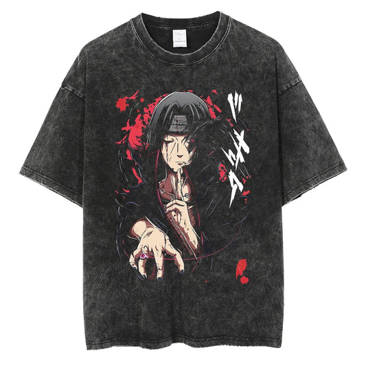 Itachi Uchiha "Crow Master" Vintage T-shirt - Keycap Universes