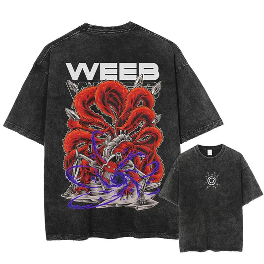 9 Tailed Fox Oversized Vintage T-shirt - Keycap Universes
