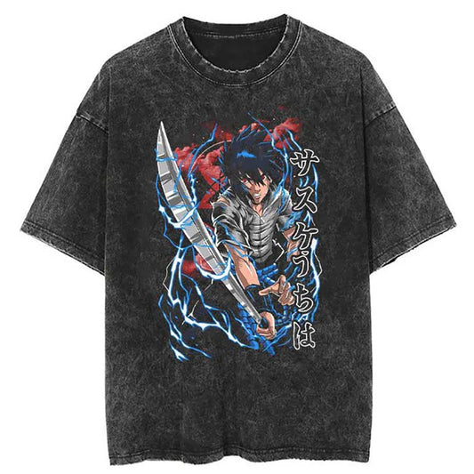 Sasuke Oversized Vintage T-shirt V4 - Keycap Universes