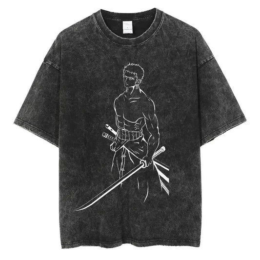Zoro Oversized Vintage T-shirt V8 - Keycap Universes