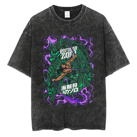 Zoro Oversized Vintage T-shirt V1 - Keycap Universes