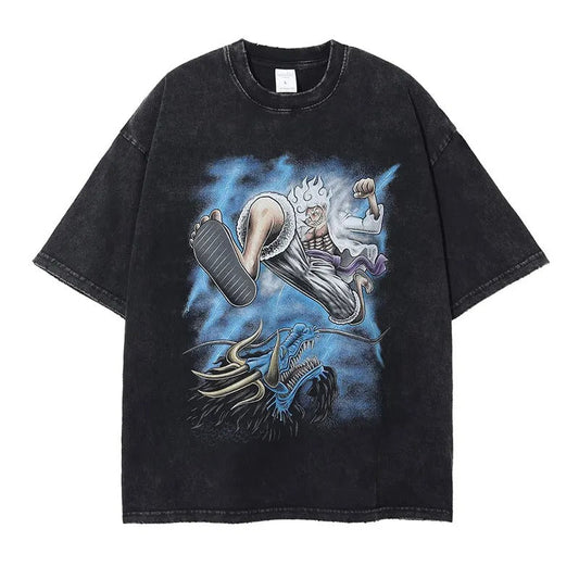 Monkey D Luffy Oversized Vintage T-shirt V5 - Keycap Universes